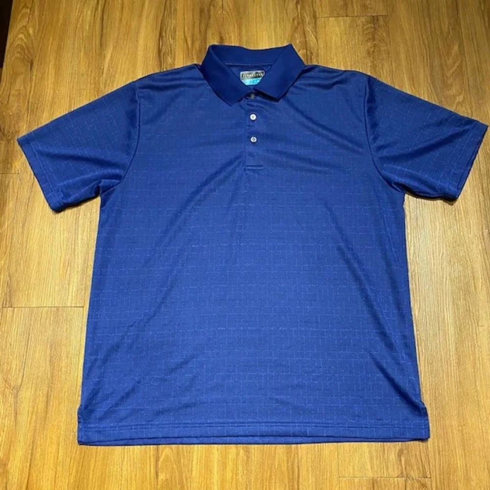 PGA Polo Shirt Men's XL Blue Short Sleeve Logo Polo Top‎